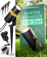 Scandinavian home Lysea 4er Set LED Gartenstrahler 12V – IP65 Warmweiß Gartenbeleuchtung