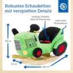 Bieco Plüsch Schaukeltier Traktor 60 cm – Holz Schaukelwippe mit Sicherheitsgurt ab 9 Monate – Bild 2