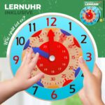 KIDIZ Lernturm 3-stufig höhenverstellbar mit Lernuhr – Montessori Tritthocker aus Kiefernholz – Bild 9