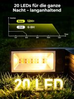 iseeway 6er-Set Solar-Wegeleuchten mit 3 Lichtfarben – 20 LEDs, IP65, bis 22h Leuchtdauer – Bild 4