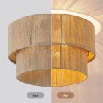 CALOKES Boho Deckenleuchte Ø45cm – 3-flammige Juteseil-Lampe mit Korb-Design – Bild 4