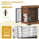 Hzuaneri Hundebox Möbel 69 cm mit 2 Türen – Vintage Hundekaefig & Beistelltisch – Bild 3