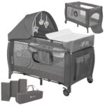 Lionelo Sven Plus 4in1 Reisebett mit Wickelauflage & Moskitonetz – Ab Geburt bis 15 kg