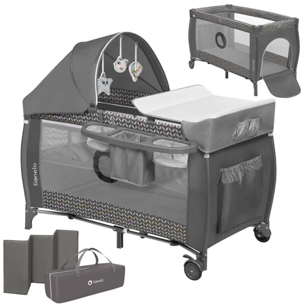 Lionelo Sven Plus 4in1 Reisebett mit Wickelauflage & Moskitonetz – Ab Geburt bis 15 kg