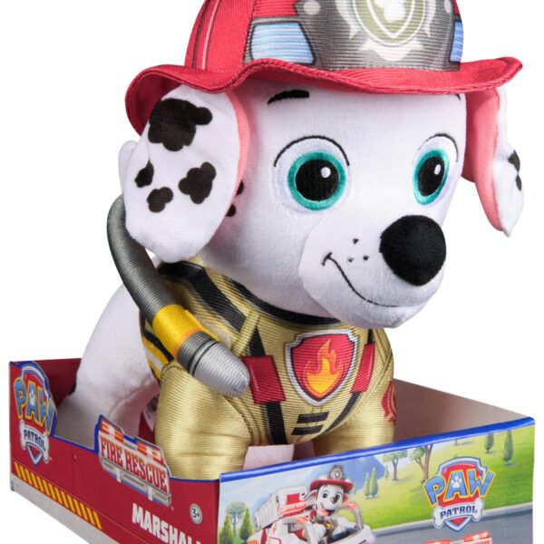 PAW PATROL Fire Rescue Marshall Deluxe Plüschtier 25 cm – Feuerwehr-Abenteuer für Kinder