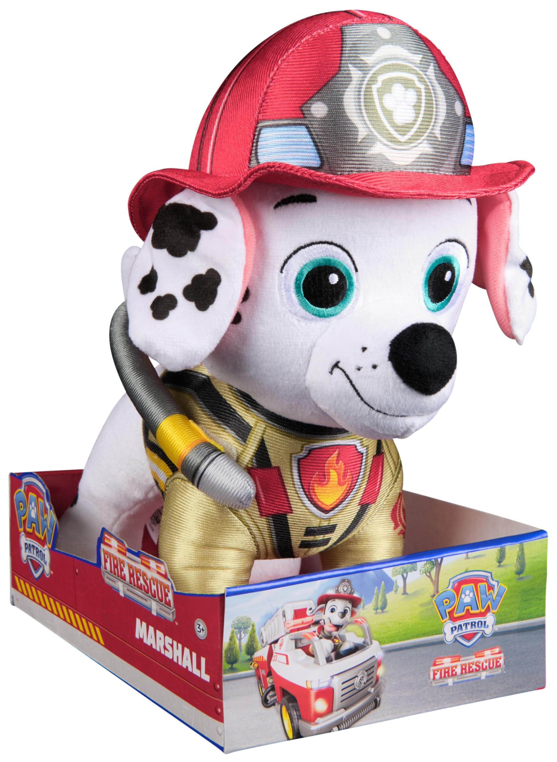 PAW PATROL Fire Rescue Marshall Deluxe Plüschtier 25 cm – Feuerwehr-Abenteuer für Kinder