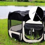 lionto Welpenauslauf Ø 110 cm mit Pop-up-System – Faltbarer Laufstall für Hunde Indoor & Outdoor – Bild 4