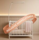 ALAVYA HOME® Betthimmel Tüll 120x200cm mit Himmelstange – Babybett Moskitonetz Weiss – Bild 3