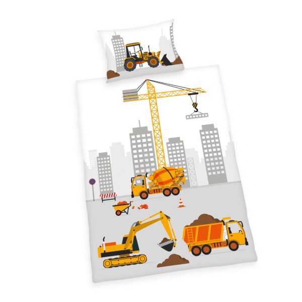 Herding Baby Best Kleinkinder-Bettwäsche Jana Baustelle – 100x135 cm Baumwolle