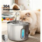 JLVDXN Edelstahl Katzenbrunnen 2,2L mit LED & 2 Filtern – Ultraleise Trinkbrunnen für Katzen – Bild 2