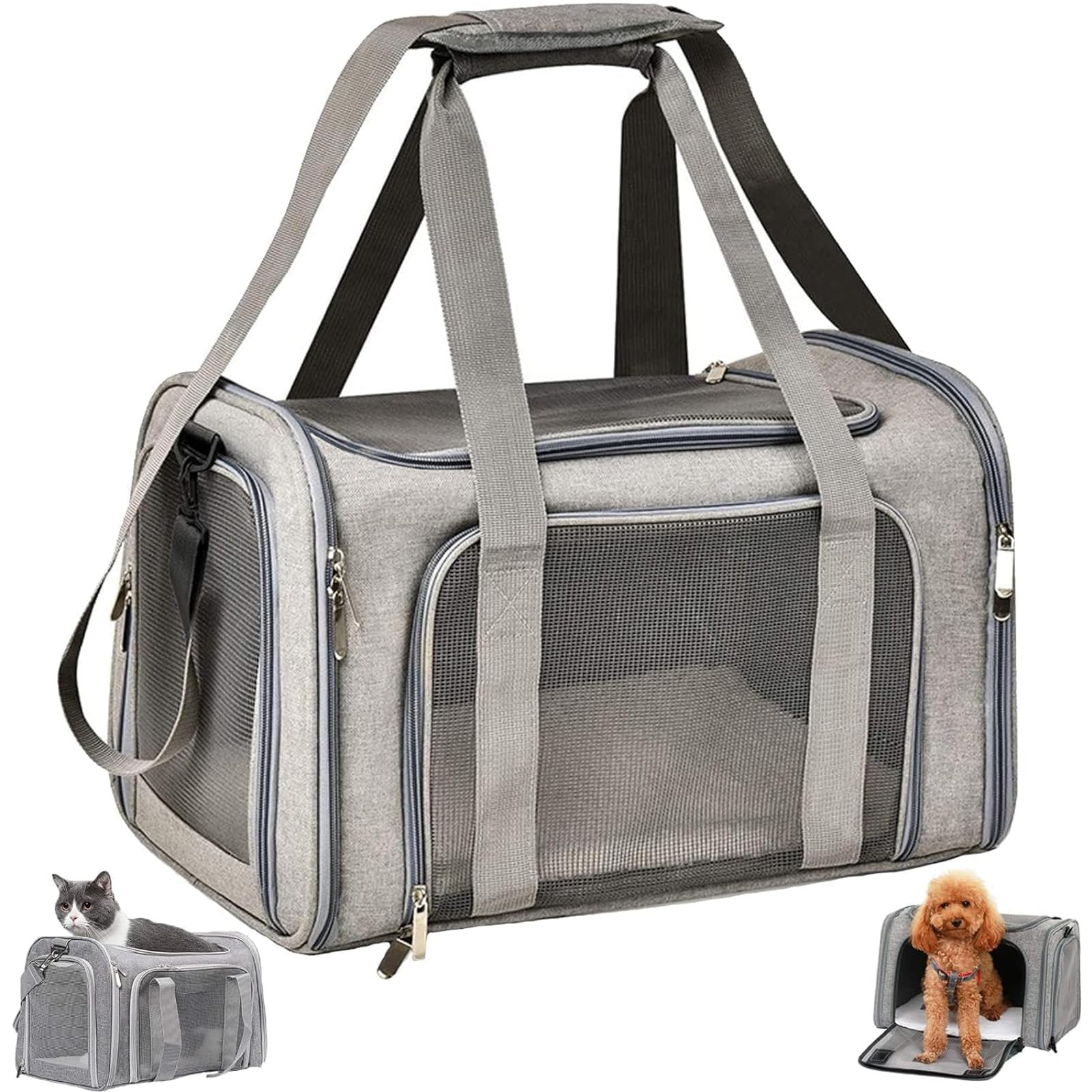 TOFFCAEA Haustier-Transporttasche L 43x28x28 cm – Faltbare Hundebox & Katzentransportbox bis 5kg