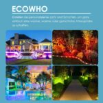 ECOWHO RGB LED Gartenbeleuchtung 21m mit Fernbedienung & Timer – IP65 wasserdicht (6er Set) – Bild 7