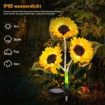 2er Set Sonnenblume Solarleuchten 60-LED – Wetterfeste Gartendeko mit automatischer Dämmerungsfunktion – Bild 3