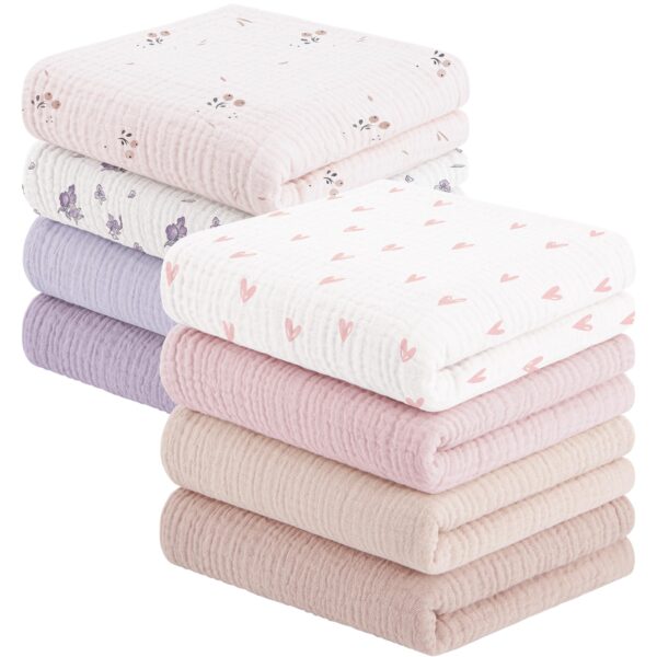 Susurration Mulltücher Baby 60x60cm, 8er-Pack – 100% Baumwolle Spucktücher für Neugeborene