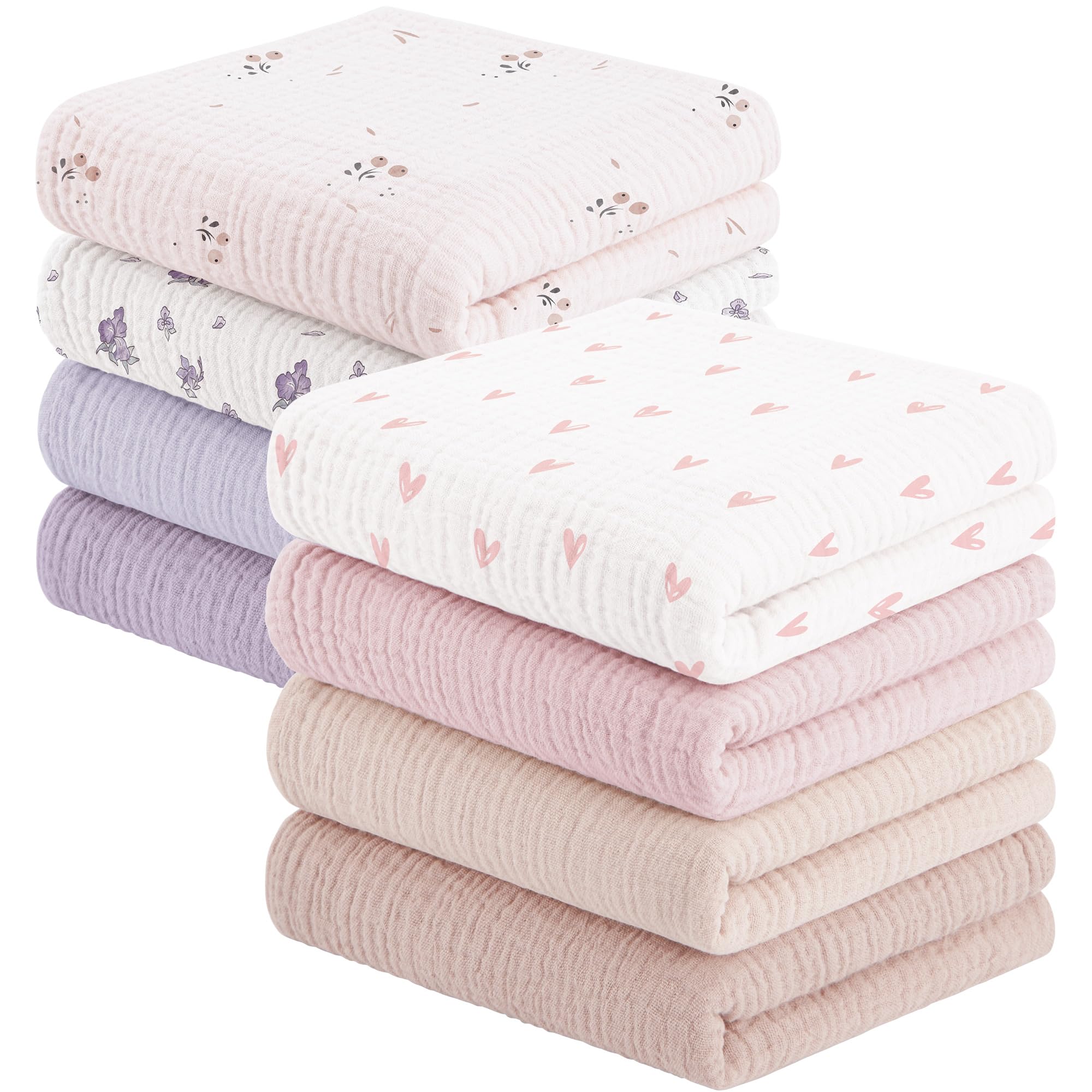 Susurration Mulltücher Baby 60x60cm, 8er-Pack – 100% Baumwolle Spucktücher für Neugeborene