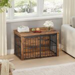 HEXCELEN Hundekäfig-Möbel 100 cm mit Schiebetür – 2-in-1 Hundebox & Beistelltisch Braun – Bild 7