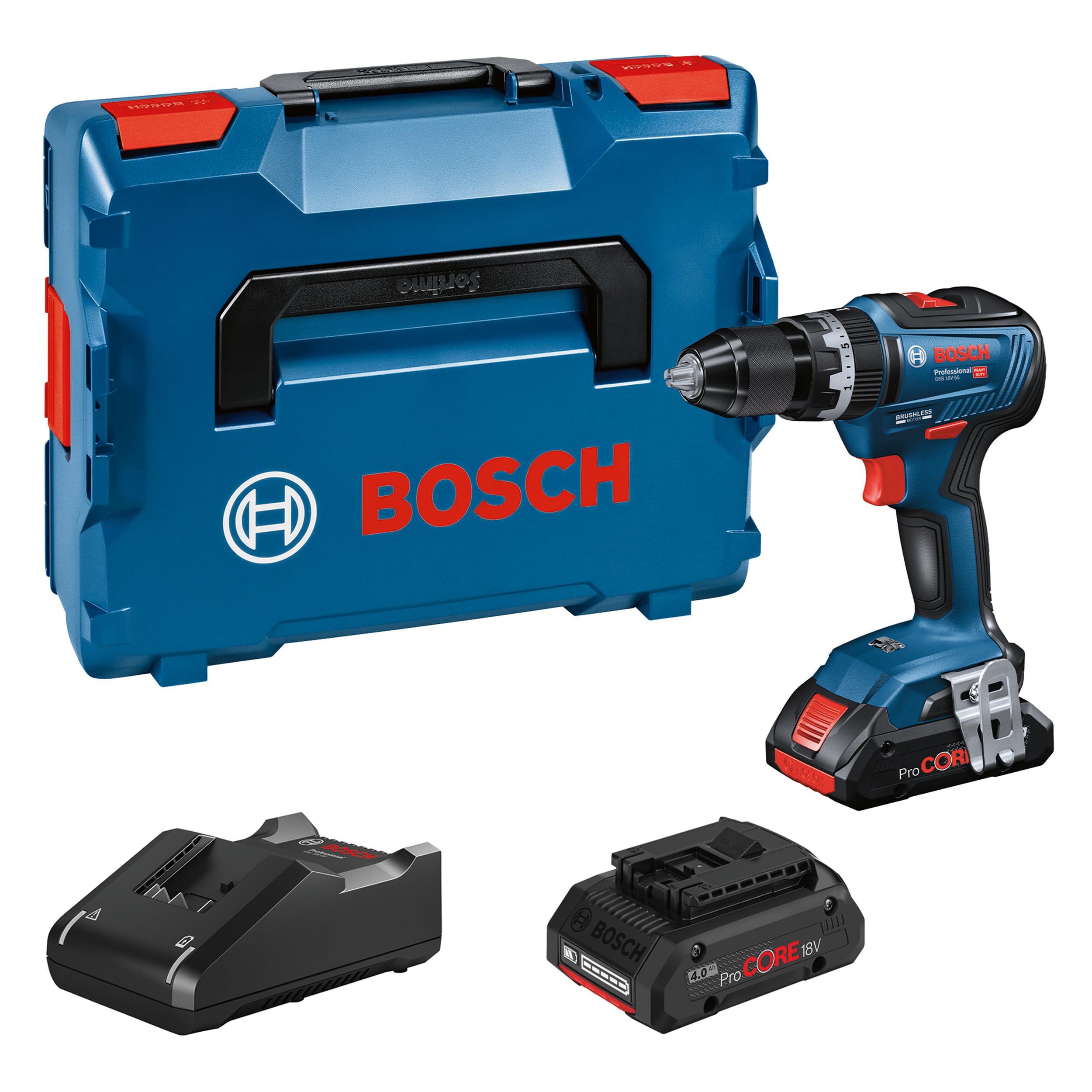 Bosch Professional GSB 18V-55 Akku-Schlagbohrschrauber – 55 Nm mit 2 Akkus & Ladegerät