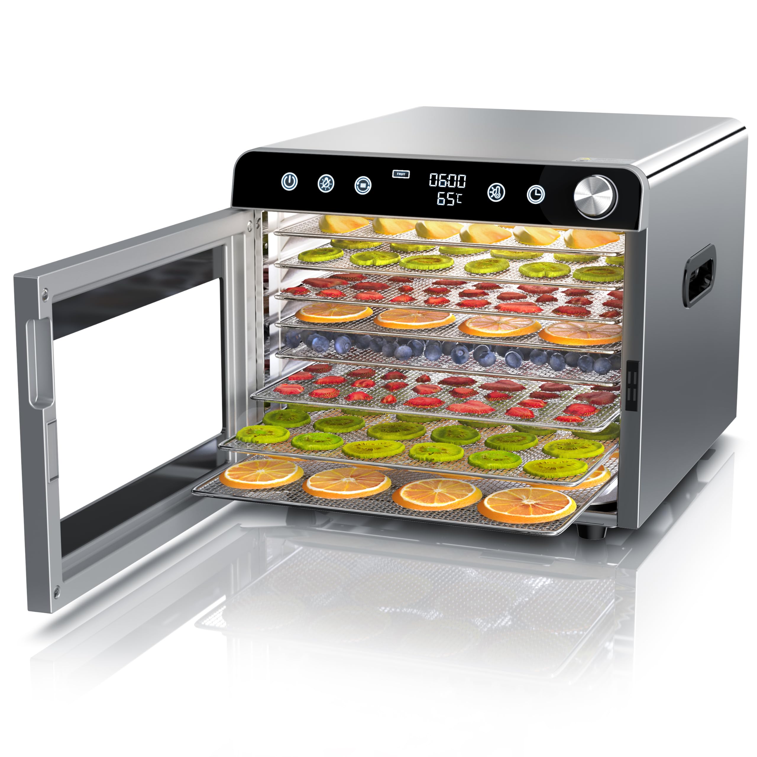 Arendo Dörrautomat Edelstahl 700 W mit 8 Gittern – Profi-Dehydrator für Obst, Fleisch & Gemüse