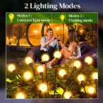 Caldarax 4er Set Firefly Solarlampen – Warmweisse LED Gartenleuchten mit 2 Modi für Aussen – Bild 5