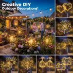 btfarm Solarlampen 4er Set mit 120 LED & 8 Modi – Wetterfeste Gartendeko Warmweiss – Bild 2