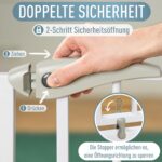 IB STYLE Berrin Treppenschutzgitter 75–85 cm – Klemmgitter ohne Bohren, Auto-Close & Safety-Button – Bild 4
