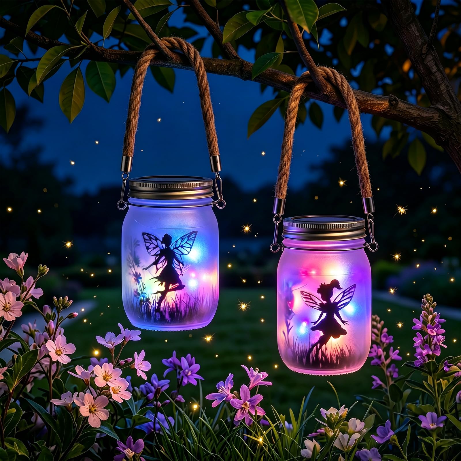 2er-Set Caldarax Solar Laternen mit LED-Lichterkette – IP65 Gartenleuchten für Aussen