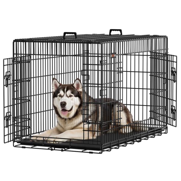 Feandrea XXL Hundekäfig klappbar mit Doppeltüren – 122x74,5x80,5 cm für grosse Hunde