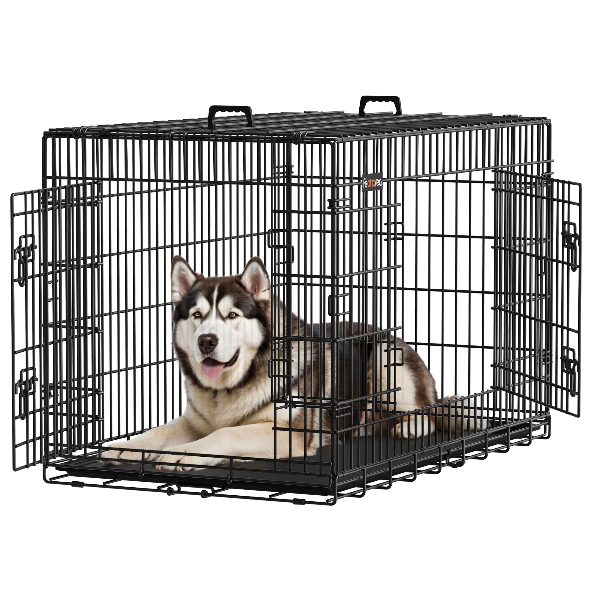Feandrea XXL Hundekäfig klappbar mit Doppeltüren – 122x74,5x80,5 cm für grosse Hunde