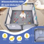 CHOLY Baby Laufstall 128x128cm – Sicherer Spielbereich mit Schaumschutz für Babys & Kleinkinder – Bild 6