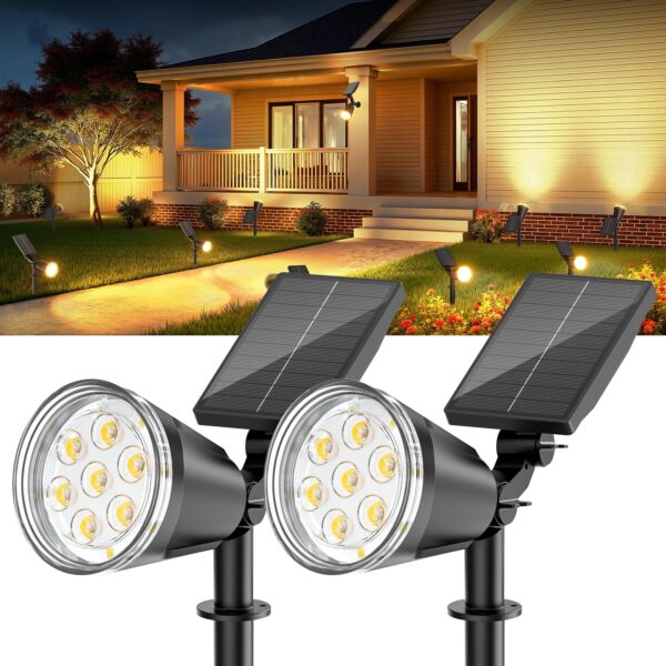 GEARLITE Solar LED Strahler Außen 1200 Lumen – IP65 Solarleuchten für Garten & Terrasse (2er Set)