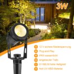 ECOWHO LED Gartenstrahler 12V 3W 4er-Pack – IP65 Gartenbeleuchtung mit Erdspiss – Bild 3