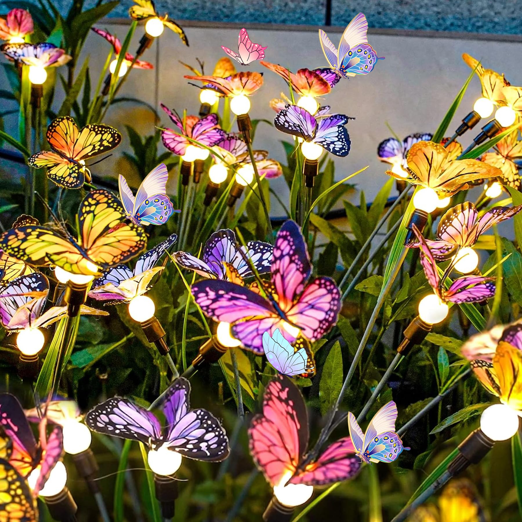 VEEKAY Solar-Schmetterlingsleuchten 4er Set mit 24 LED – IP65 Wasserdicht für Garten & Terrasse