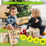 Hoarosall Montessori Busy Board – LED Activity Spielzeug aus Naturholz für Kleinkinder ab 1 Jahr – Bild 6
