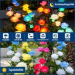 DooYard Solar Rosenleuchten 7-Farbwechsel (2er Set) – Gartenbeleuchtung mit großem Solarpanel – Bild 4