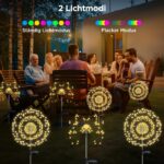 HELESIN Solar Gartenleuchte 4er Set mit 120 LEDs – Warmweiss Feuerwerk Deko für Aussen – Bild 3