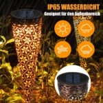 2er Set Metall Solarleuchten mit Rostoptik – Warmweiße LED Gartenbeleuchtung IP65 für Außen – Bild 6