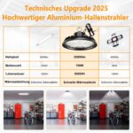 RUISUN UFO 150W LED Hallenstrahler 25500lm – Dimmbare Industrieleuchte IP65 für Werkstatt & Lager – Bild 3