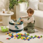 Tidelit Aufbewahrungskorb 35L Baumwollseil mit Dinosaurier-Stickerei & Holzgriffen – Bild 2