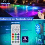 2er Set LED Poolbeleuchtung Unterwasser mit Fernbedienung – 16 Farben & 12–18h Akkulaufzeit – Bild 7