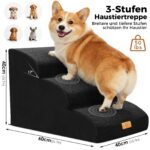 Thihome 3-Stufen Hundetreppe 60x40x40cm – Gelenkschonende Haustierrampe mit Rutschschutz – Bild 2