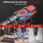 MHPRO Akkuschrauber 21V mit 2x2.0Ah Akku – 42Nm 3-in-1 Bohrmaschine für Heimwerker – Bild 2