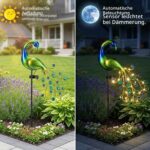 JJALIGHTS Solar Gartenleuchte Pfau – Wasserdichte Deko-Leuchte für Terrasse & Hof – Bild 4