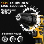 Sundpey 21V Akkuschrauber Set mit 2×2.0Ah Akkus & 45 Nm – Profi-Bohrschrauber für DIY – Bild 3