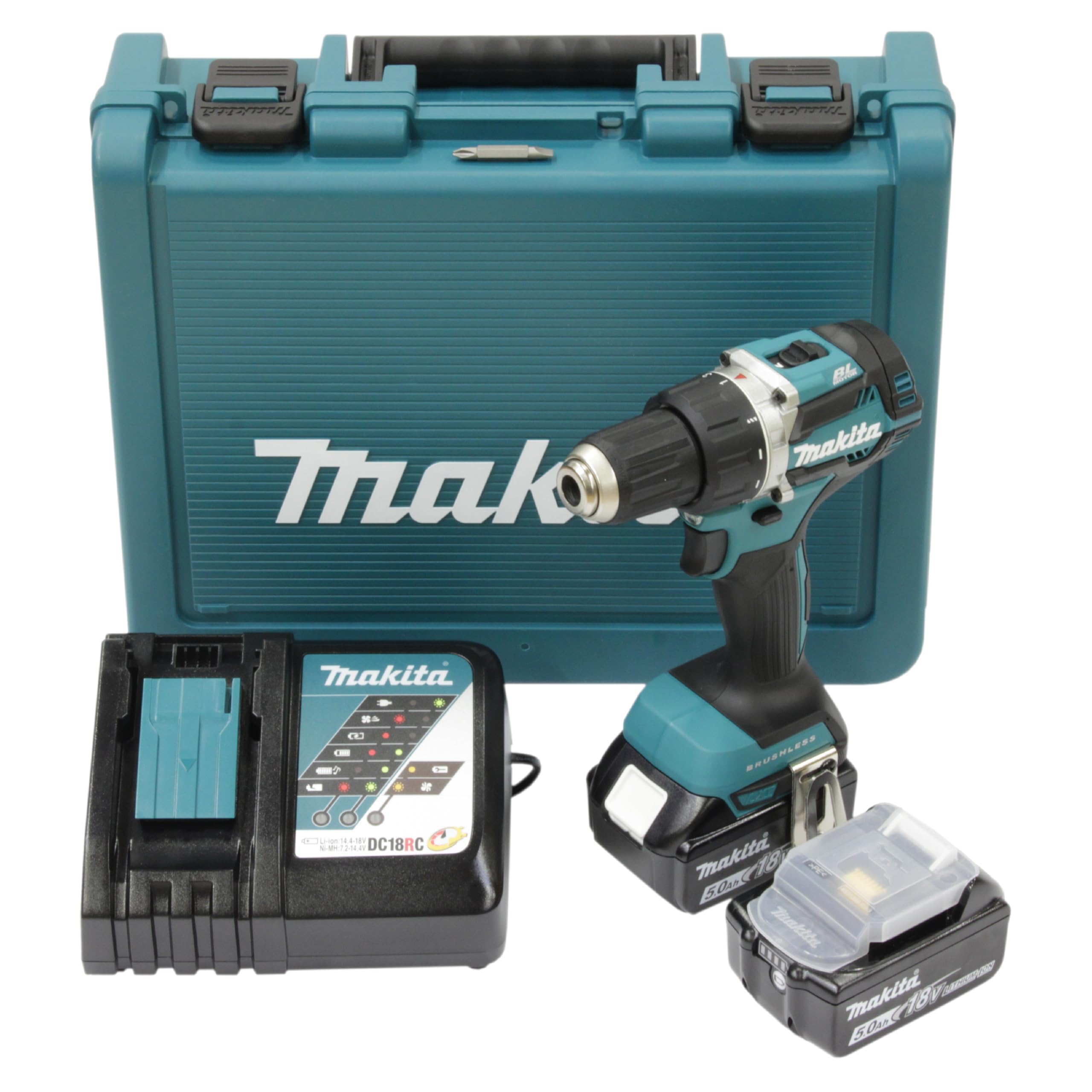Makita DDF484RTE Akku-Bohrschrauber 18V 5,0 Ah – Bürstenlos & Kompakt mit 2 Akkus