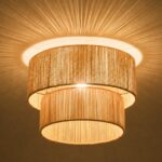 NUODIFAN Boho Deckenlampe 40 cm Jute – Rustikale Hängeleuchte E27 für Wohnzimmer