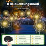4er-Pack Ddlisu Solarleuchten mit 120 LEDs & 8 Modi – Starburst Gartenbeleuchtung wasserdicht – Bild 7