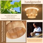 NUODIFAN Boho Deckenlampe 40 cm Jute – Rustikale Hängeleuchte E27 für Wohnzimmer – Bild 2