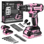 DEKOPRO 20V Akkuschrauber Set mit 2×2.0Ah Akkus & LED – 45Nm Bohrschrauber Rosa