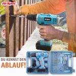 Hi-Spec 50-tlg. Akkubohrset 12V – Komplett-Set mit Holz-, Metall- & Steinbohrern – Bild 6