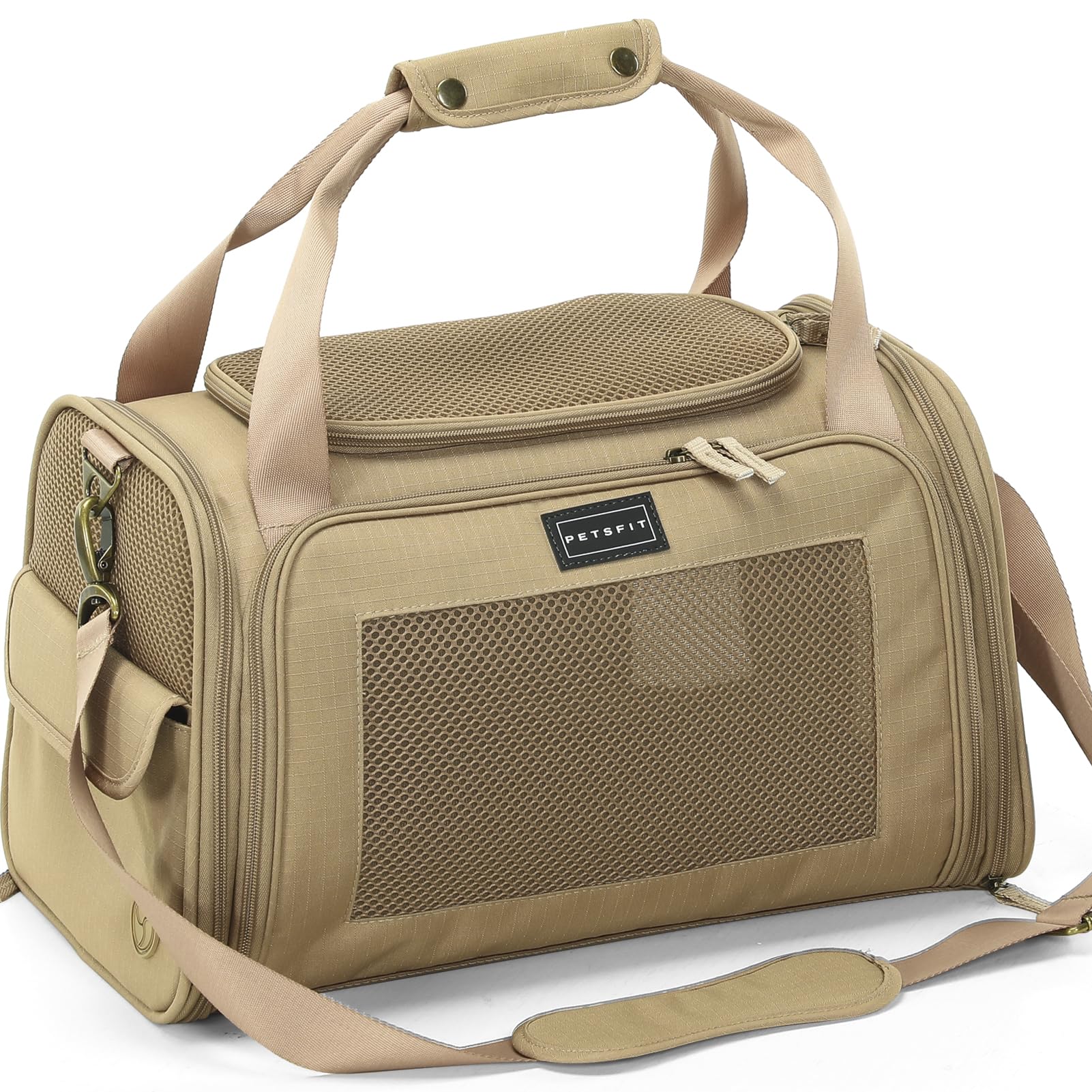 Petsfit Transporttasche Katze Hund faltbar – Flugtasche mit Schultergurt & Kissen